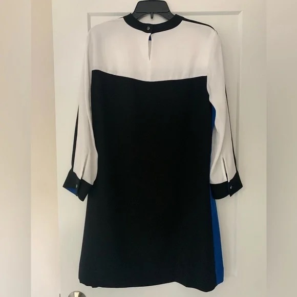 BCBGMAXAZRIA STEPHANIE COLOR BLOCK SHIFTH DRESS BLACK with pockets 😍 - Picture 3 of 7